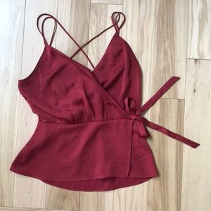 EXPRESS XS top raspberry color w/ waist ribbon